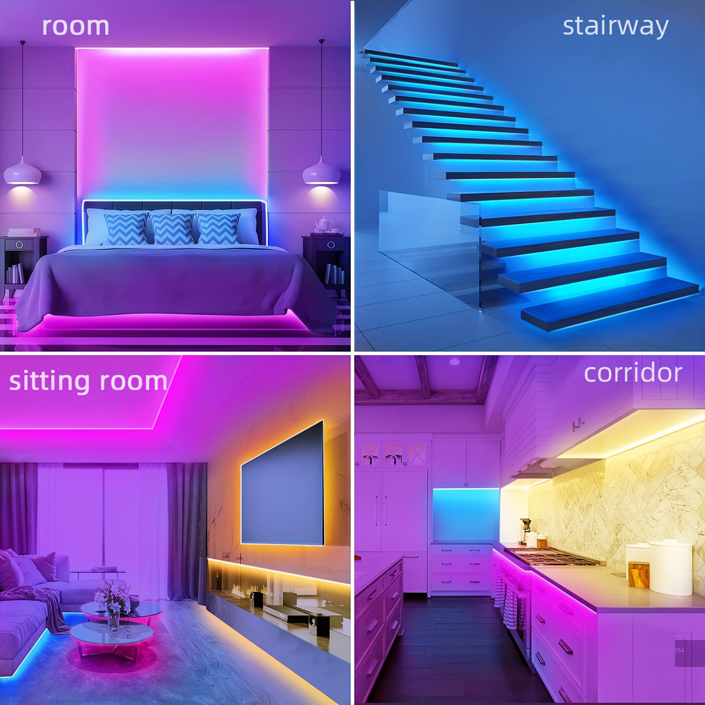 Music-Synced LED Strip Lights 4.88meter-30.48meter - Color Changing, App & Remote Control, Adjustable Brightness, Timer Setting, Cut-to-Fit for Bedroom, Living Room, Gaming Area & More