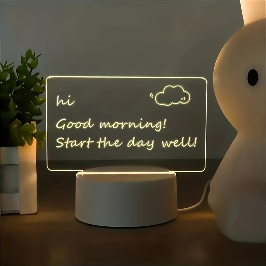 USB-Powered LED Message Board Night Light with Stylus - Creative Warm White Base for Room or Living Room Decor