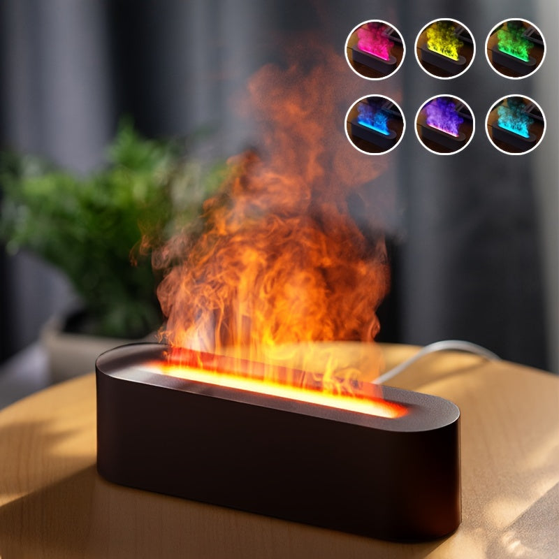 Pc Simulation Flame Aromatherapy Lamp 150ml USB Power Supply RGB Light Timer Humidifier For Bedroom Office Air Purification Decorations