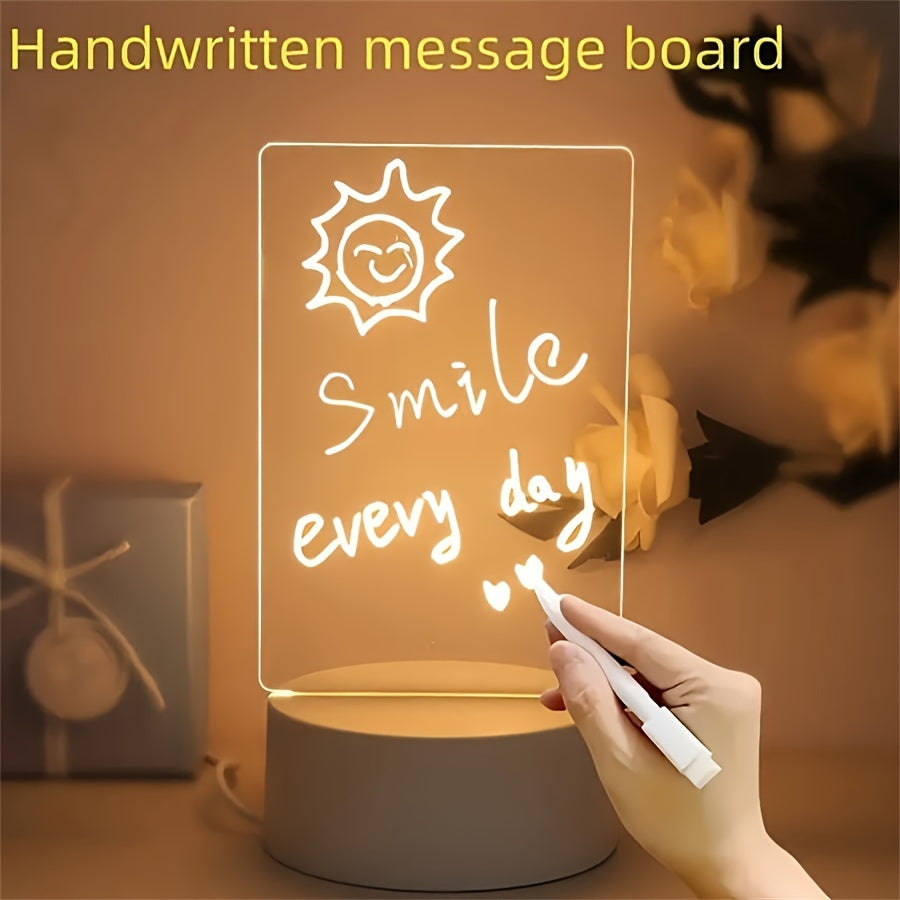 USB-Powered LED Message Board Night Light with Stylus - Creative Warm White Base for Room or Living Room Decor