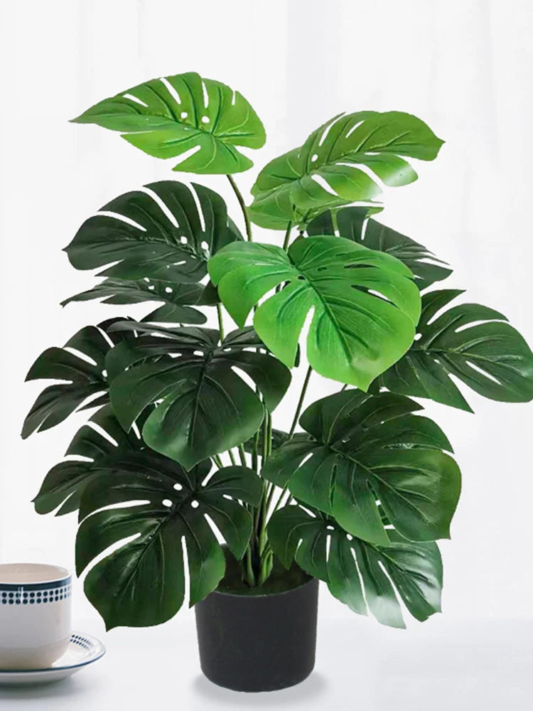 Artificial Plants Green Palm - Leaves Monstera Home Garden