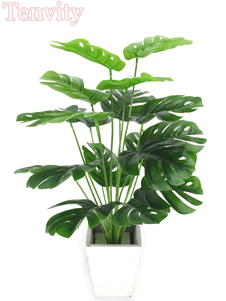 Artificial Plants Green Palm - Leaves Monstera Home Garden