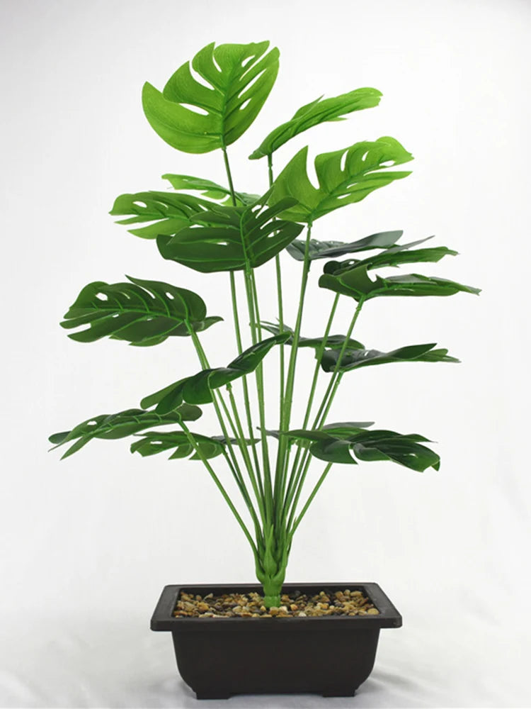 Artificial Plants Green Palm - Leaves Monstera Home Garden