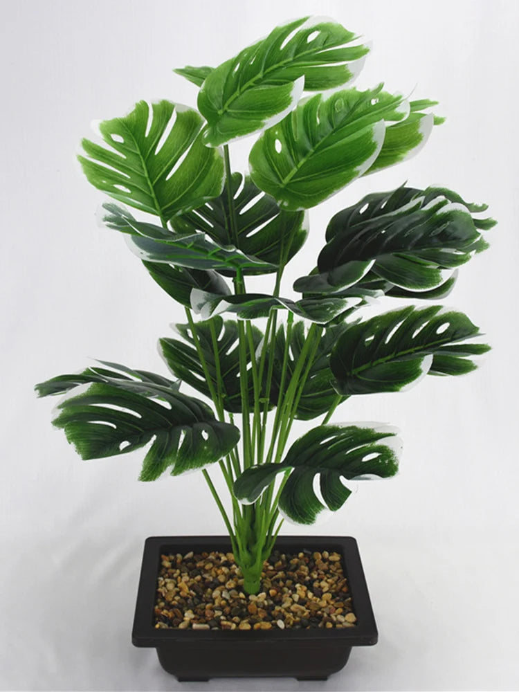 Artificial Plants Green Palm - Leaves Monstera Home Garden