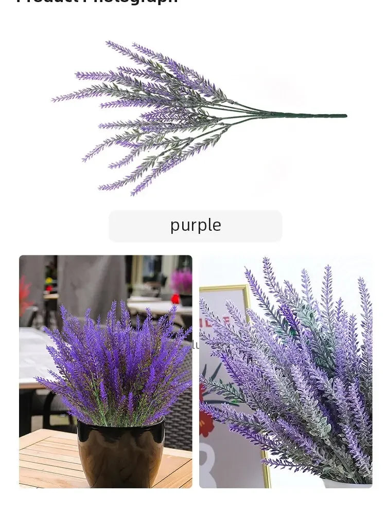 5Pcs Artificial Lavender. Fake Flower Wedding Romantic Provence Decor Nordic Style Vase Storage Home Decor Bouquetl