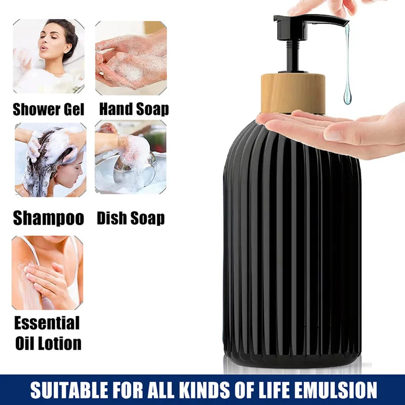 1/2 PCS 500ml Soap Dispenser with Bamboo Pump Refillable Shampoo Empty Bottle Kitchen Bathroom Hands Body Wash Lotion Container