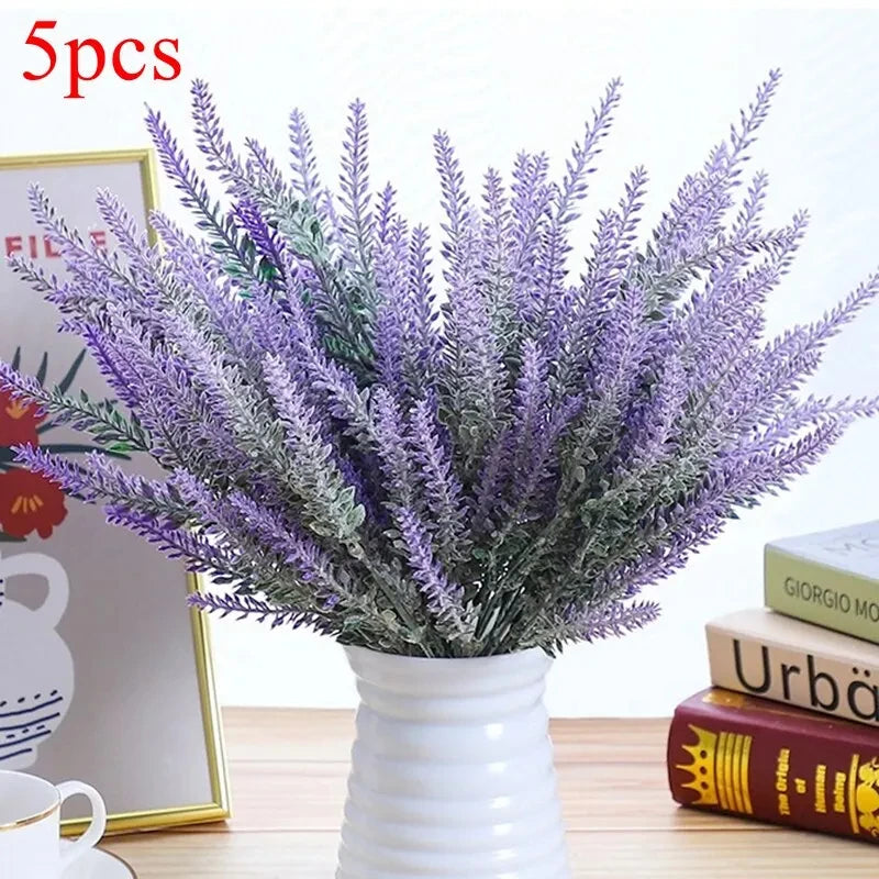 5Pcs Artificial Lavender. Fake Flower Wedding Romantic Provence Decor Nordic Style Vase Storage Home Decor Bouquetl