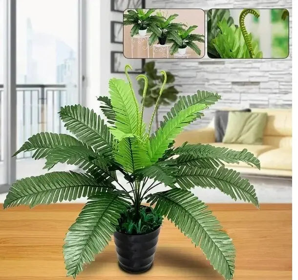 1Pc Artificial Plant - 18 Head Of Lron Leaves, Simulated Silk Cloth GreenPlanting