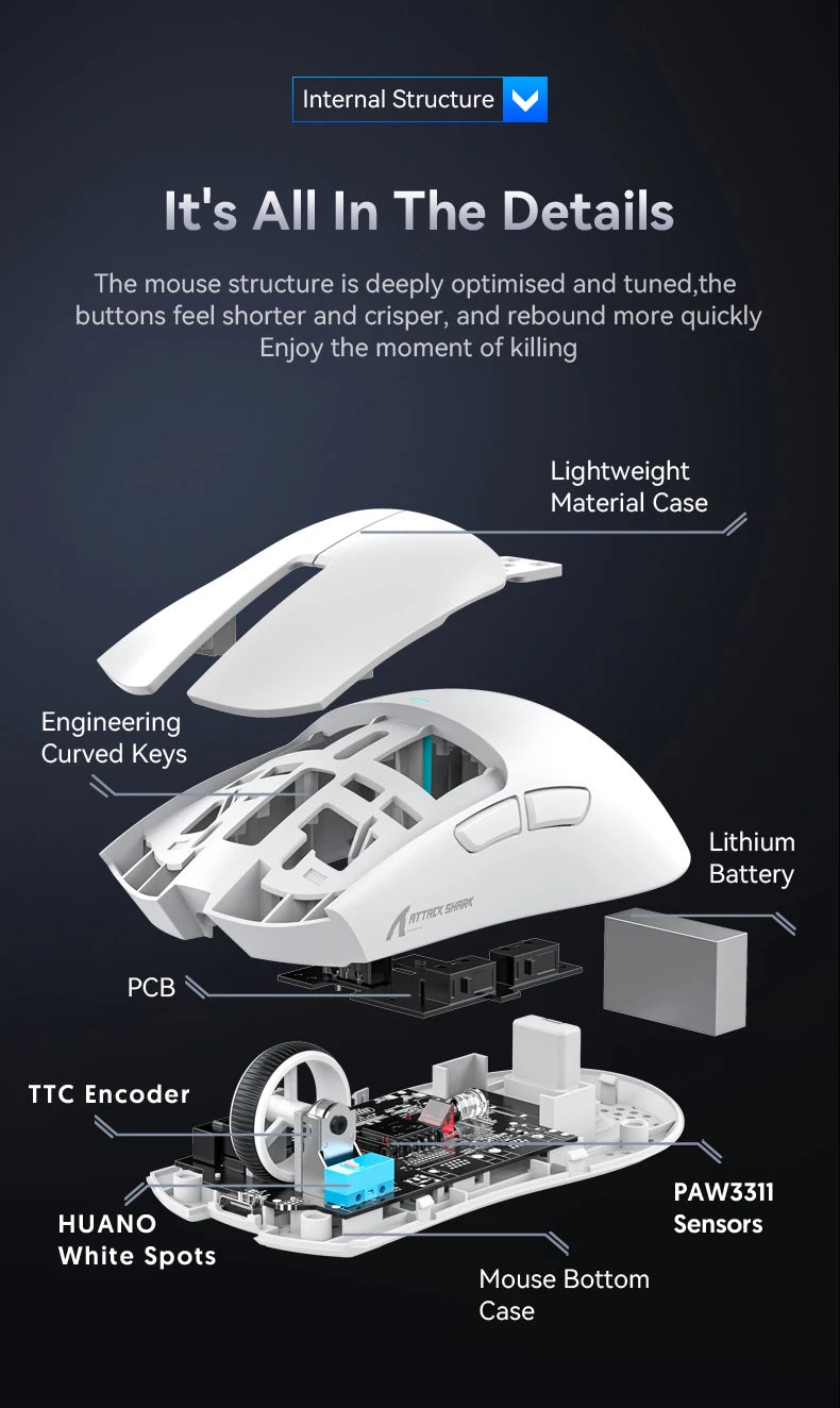 Attack Shark X11 - Wireless Mouse RGB Magnetic Charging