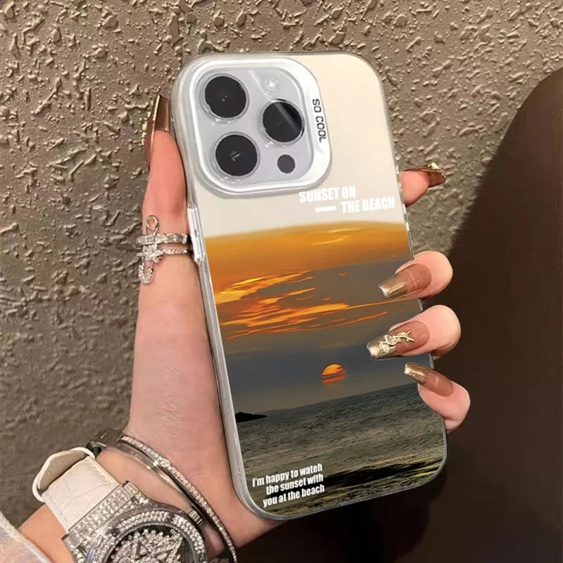 INS Mountain Landscape Sunset IMD - Phone Case For Apple iPhone (15-16)