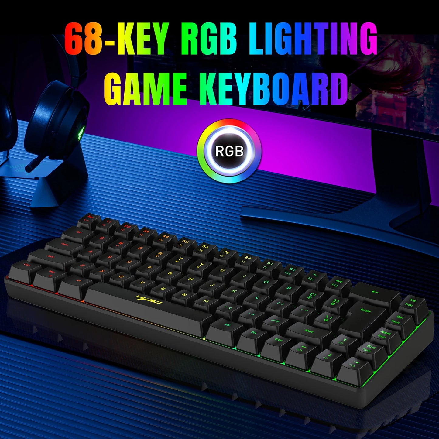 HXSJ V200 Wired K68 RGB Streamer - Gaming Keyboard