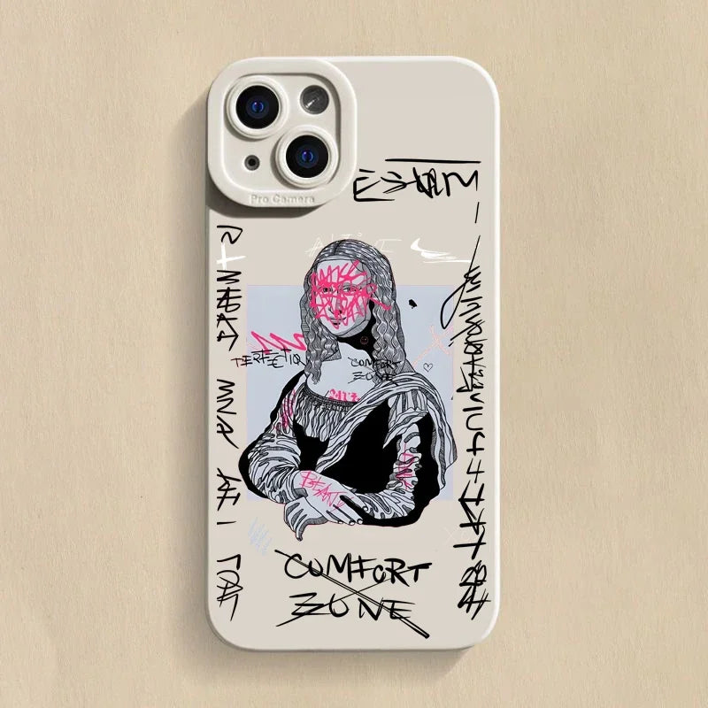 Graffiti Great Art Aesthetic David Mona Lisa Soft - Phone Case For Apple iPhone (14-16)