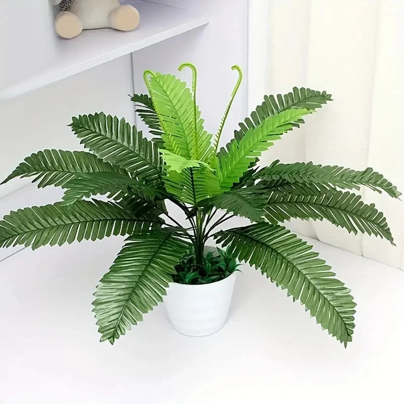 1Pc Artificial Plant - 18 Head Of Lron Leaves, Simulated Silk Cloth GreenPlanting