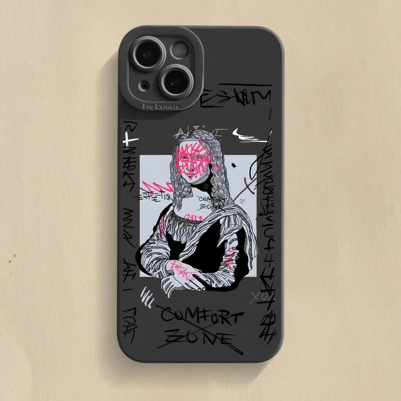 Graffiti Great Art Aesthetic David Mona Lisa Soft - Phone Case For Apple iPhone (14-16)