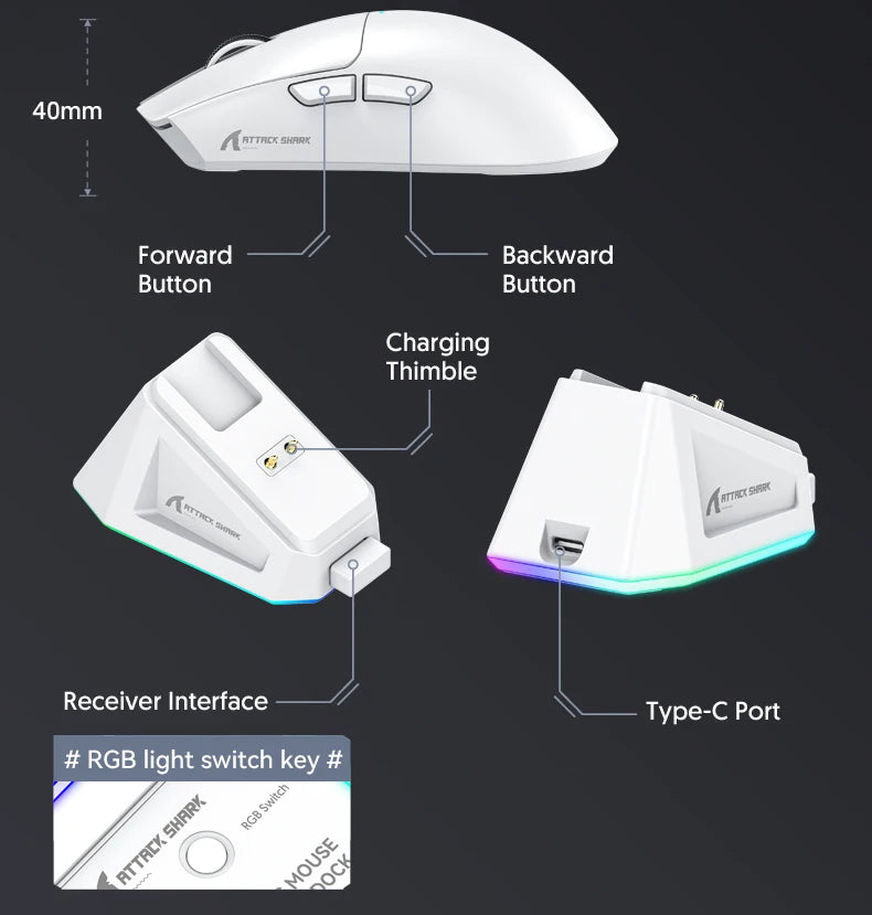 Attack Shark X11 - Wireless Mouse RGB Magnetic Charging