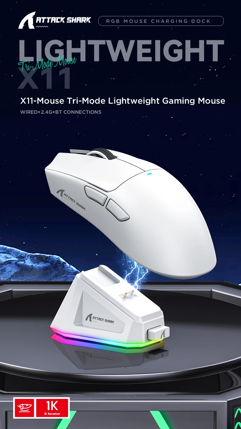 Attack Shark X11 - Wireless Mouse RGB Magnetic Charging