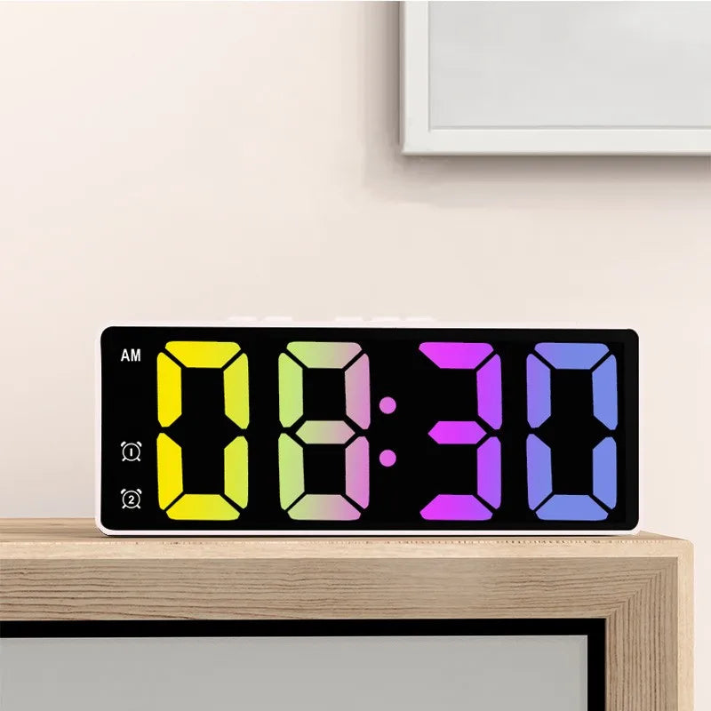 LED Alarm Clock - Electronic Student Digital Clock Voice Control Dual Snooze