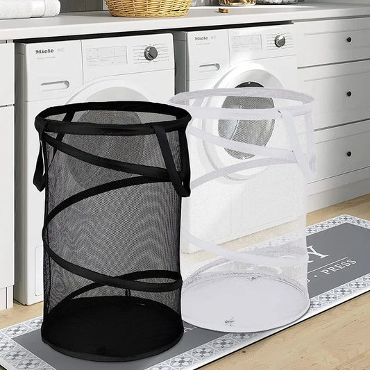 Dirty clothes storage basket cylindrical dirty clothes basket mesh yarn put clothes storage basket home large laundry basket