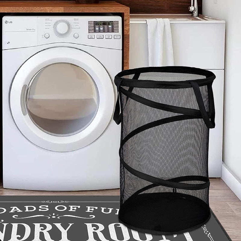 Dirty clothes storage basket cylindrical dirty clothes basket mesh yarn put clothes storage basket home large laundry basket