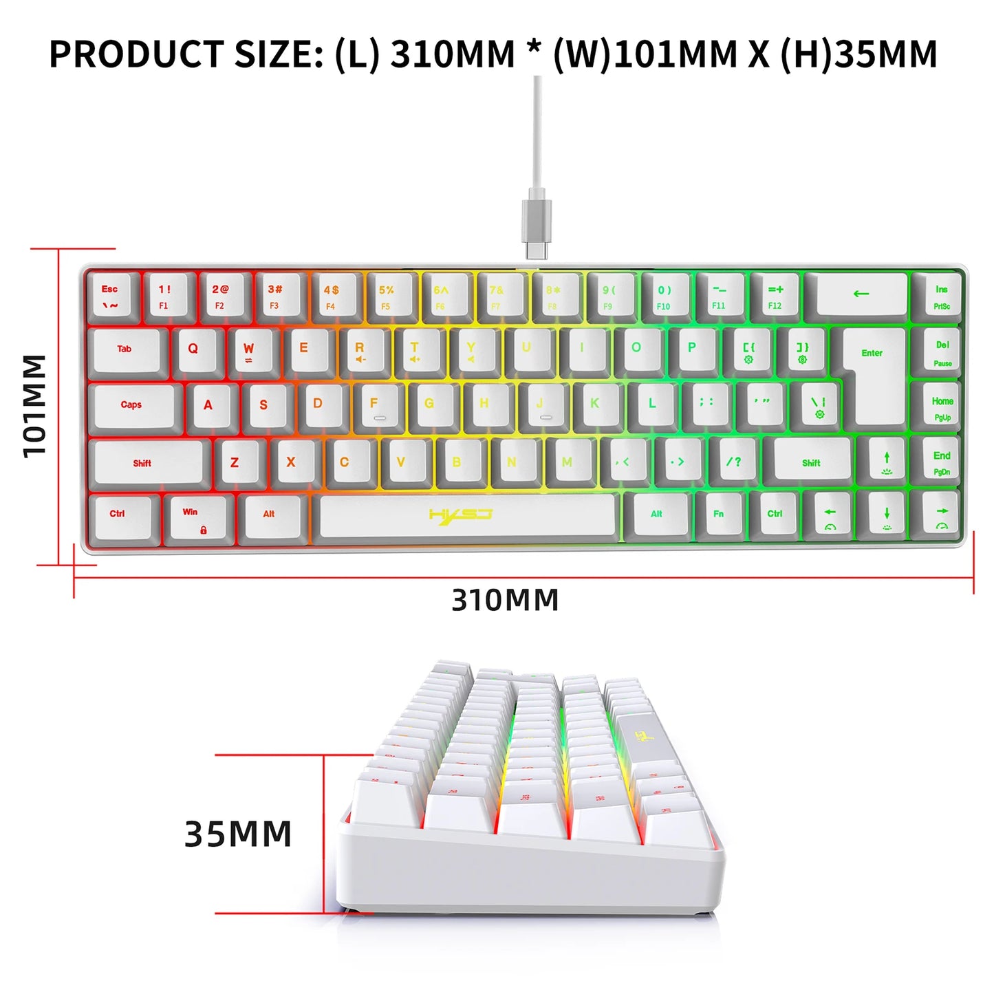 HXSJ V200 Wired K68 RGB Streamer - Gaming Keyboard