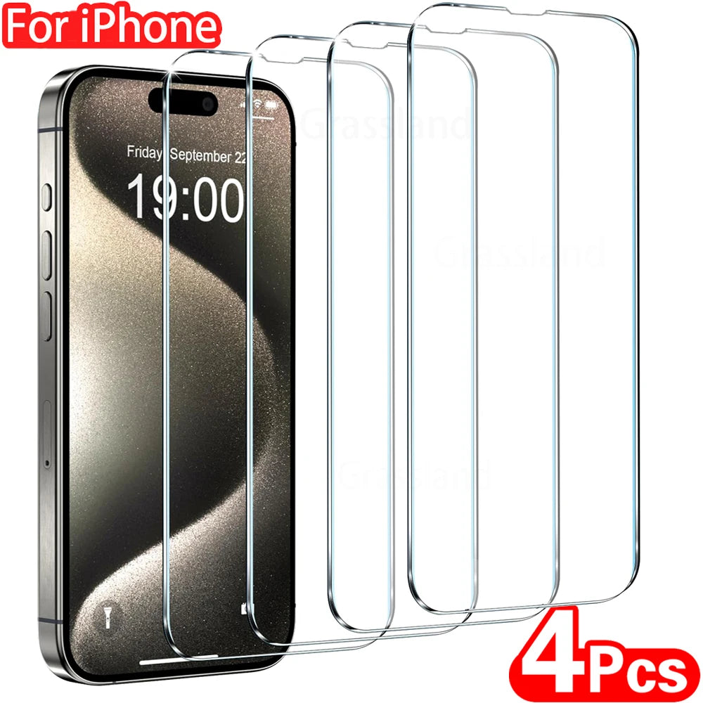 4Pcs Tempered Glass For Apple iPhone