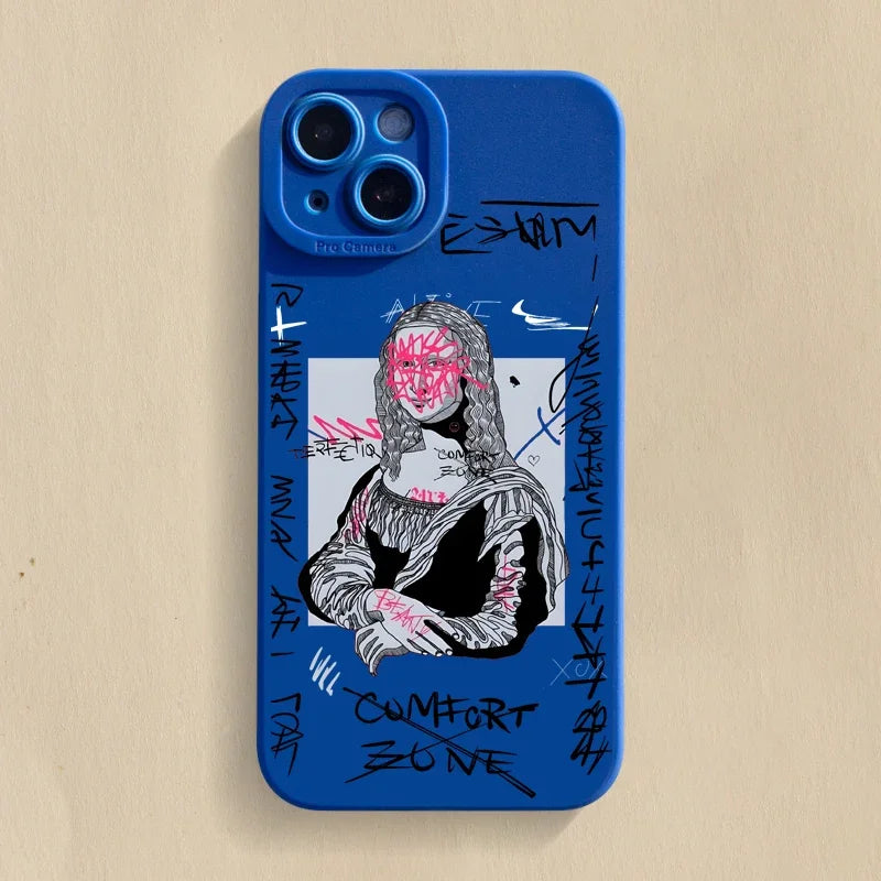 Graffiti Great Art Aesthetic David Mona Lisa Soft - Phone Case For Apple iPhone (14-16)