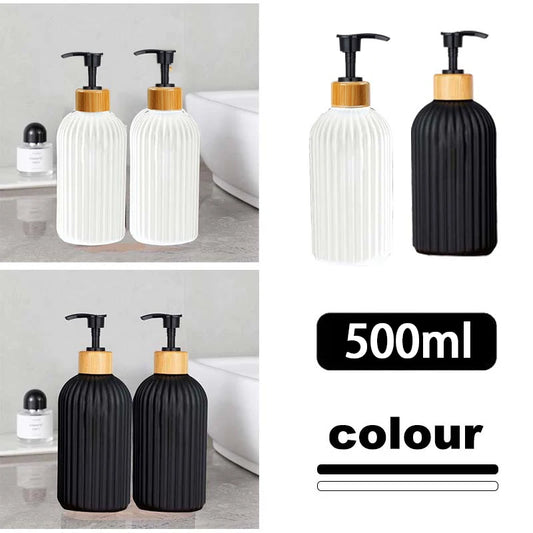 1/2 PCS 500ml Soap Dispenser with Bamboo Pump Refillable Shampoo Empty Bottle Kitchen Bathroom Hands Body Wash Lotion Container