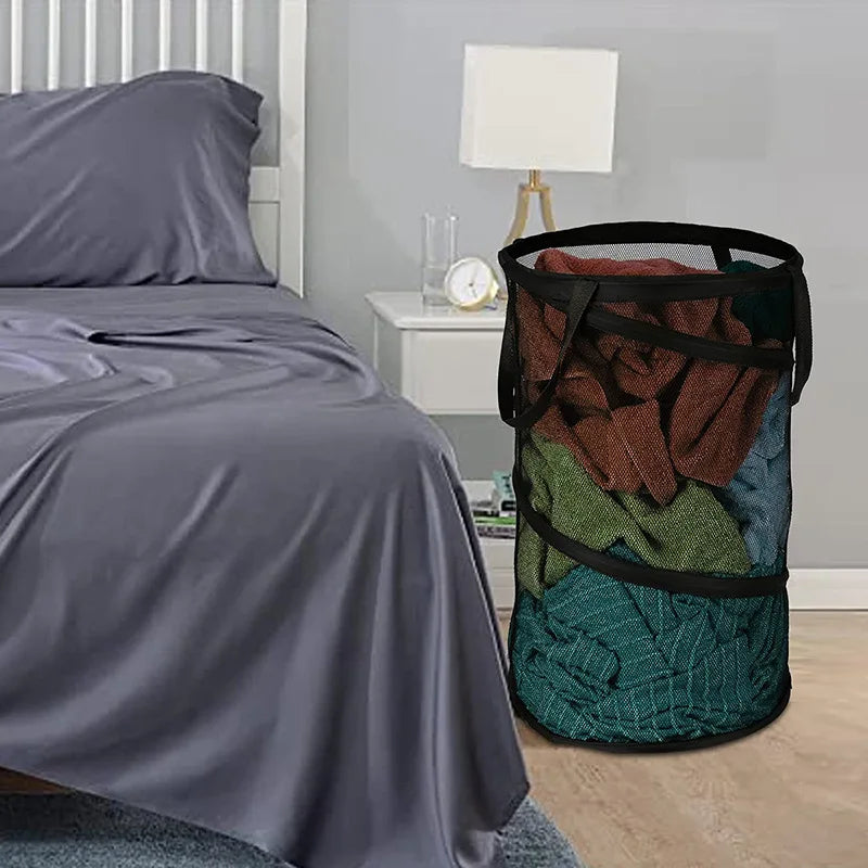 Dirty clothes storage basket cylindrical dirty clothes basket mesh yarn put clothes storage basket home large laundry basket