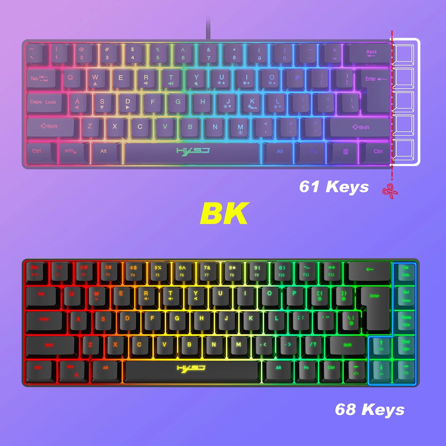 HXSJ V200 Wired K68 RGB Streamer - Gaming Keyboard