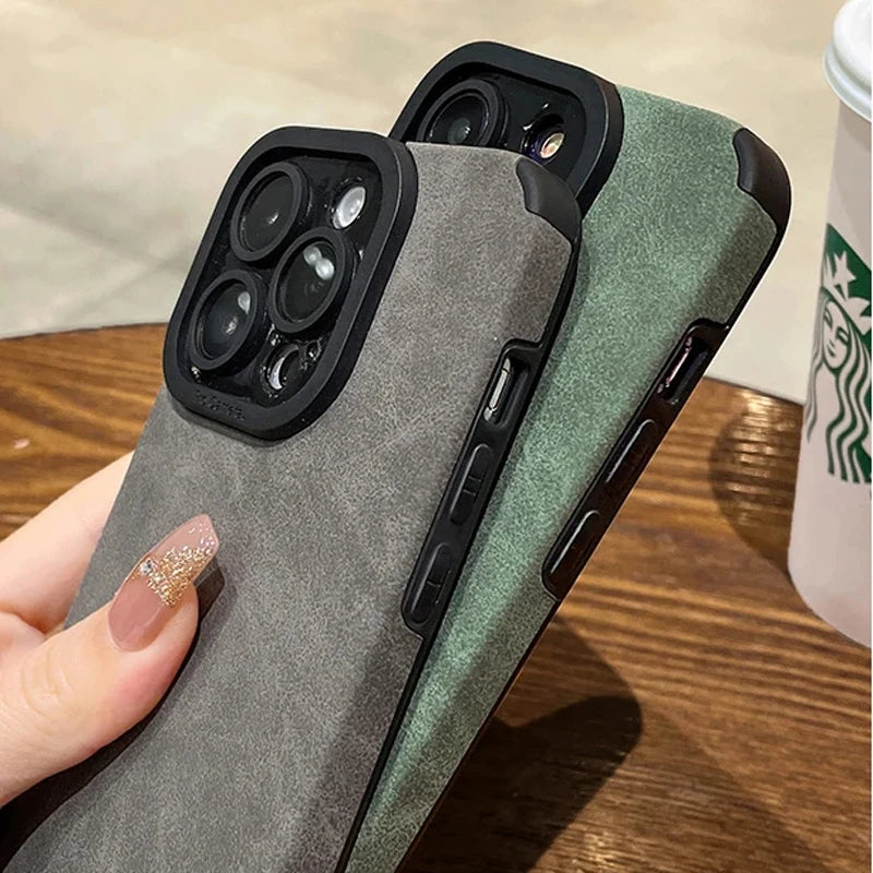 Matte Leather Silicone - Phone Case For Apple iPhone (13-16)