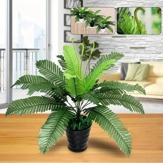 1Pc Artificial Plant - 18 Head Of Lron Leaves, Simulated Silk Cloth GreenPlanting