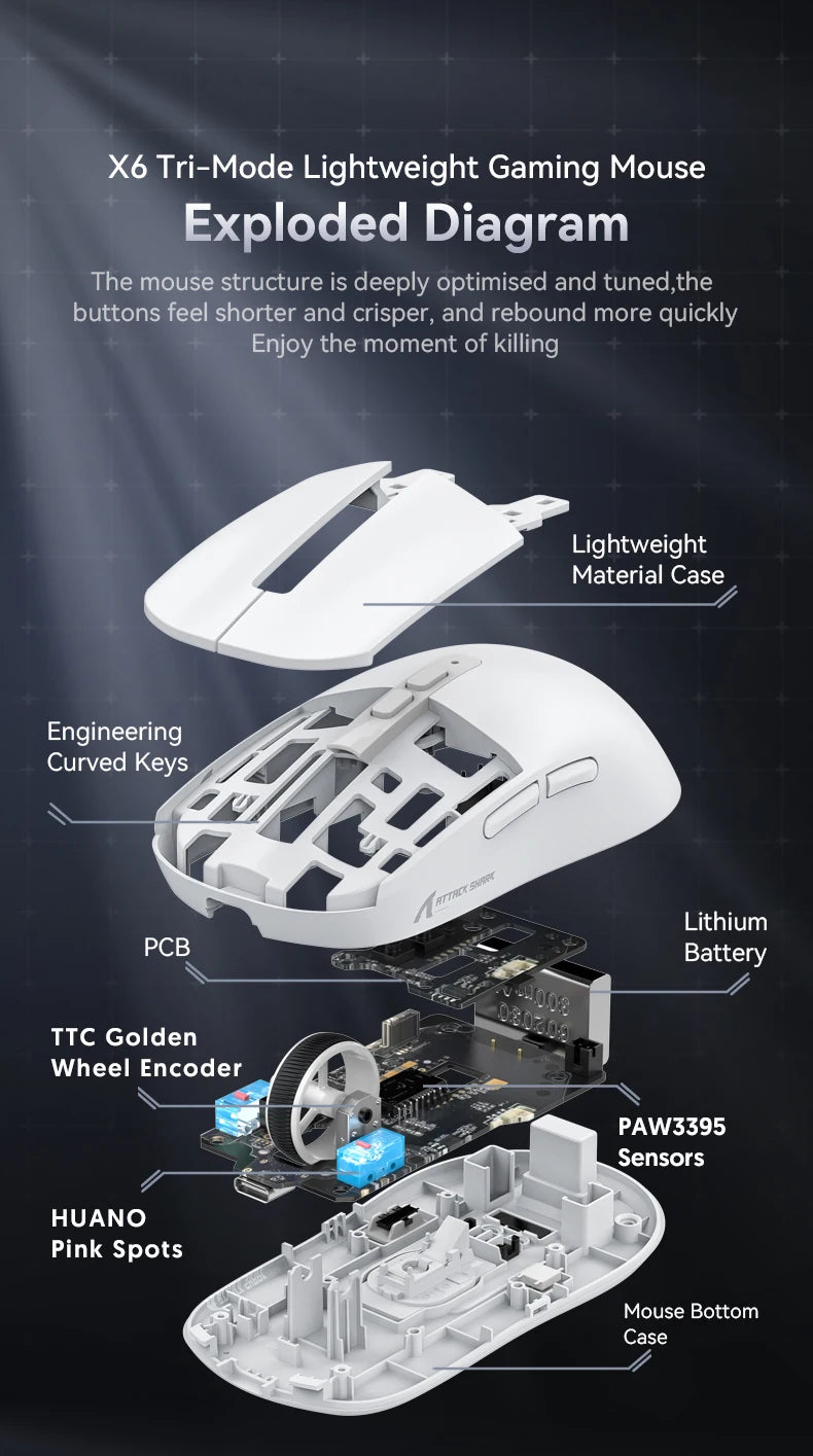 Attack Shark X6 - Tri-Mode Connection RGB Touch Magnetic Charging Base