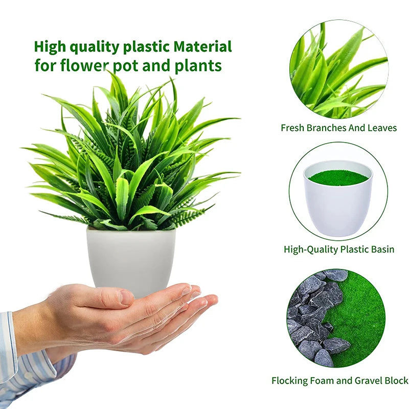 1Pc Artificial Plants with Plastics Pots Perfect Greenery for Home Decorations