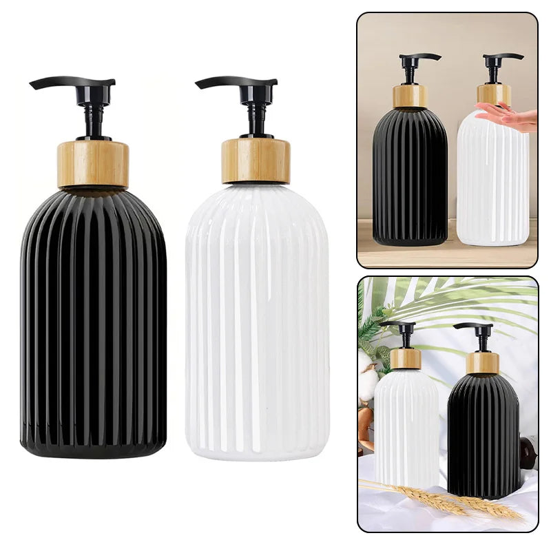 1/2 PCS 500ml Soap Dispenser with Bamboo Pump Refillable Shampoo Empty Bottle Kitchen Bathroom Hands Body Wash Lotion Container