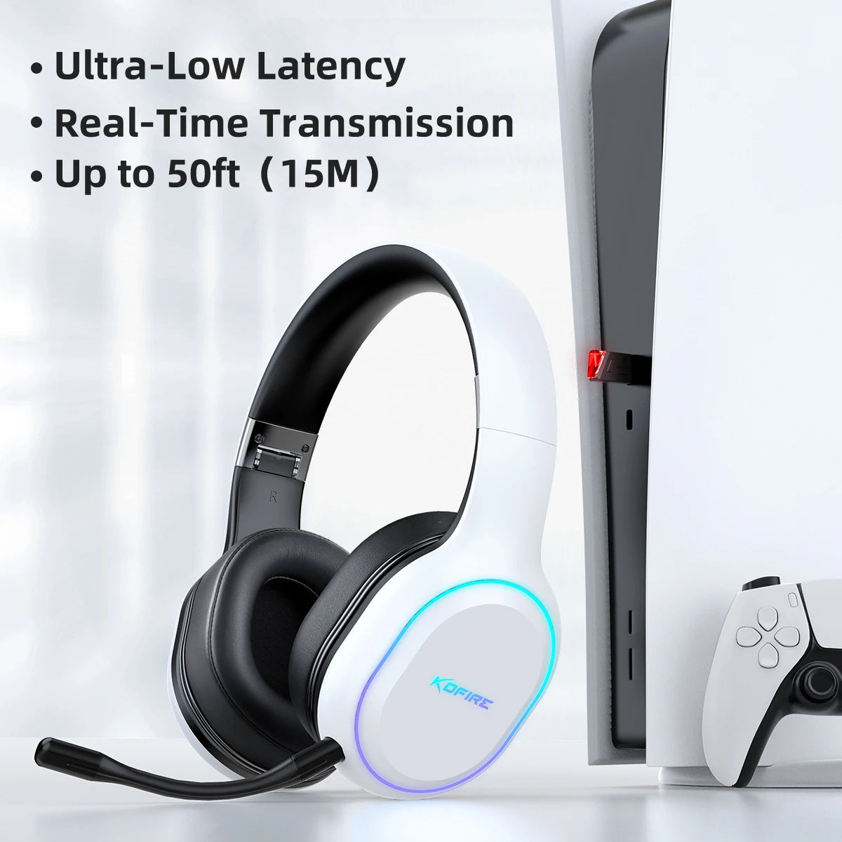 KOFIRE UG-05 2.4GHz / Wireless Bluetooth Gaming Headset for PC, Dynamic EQ Ultra-Low Latency, 30H Playtime with Microphone