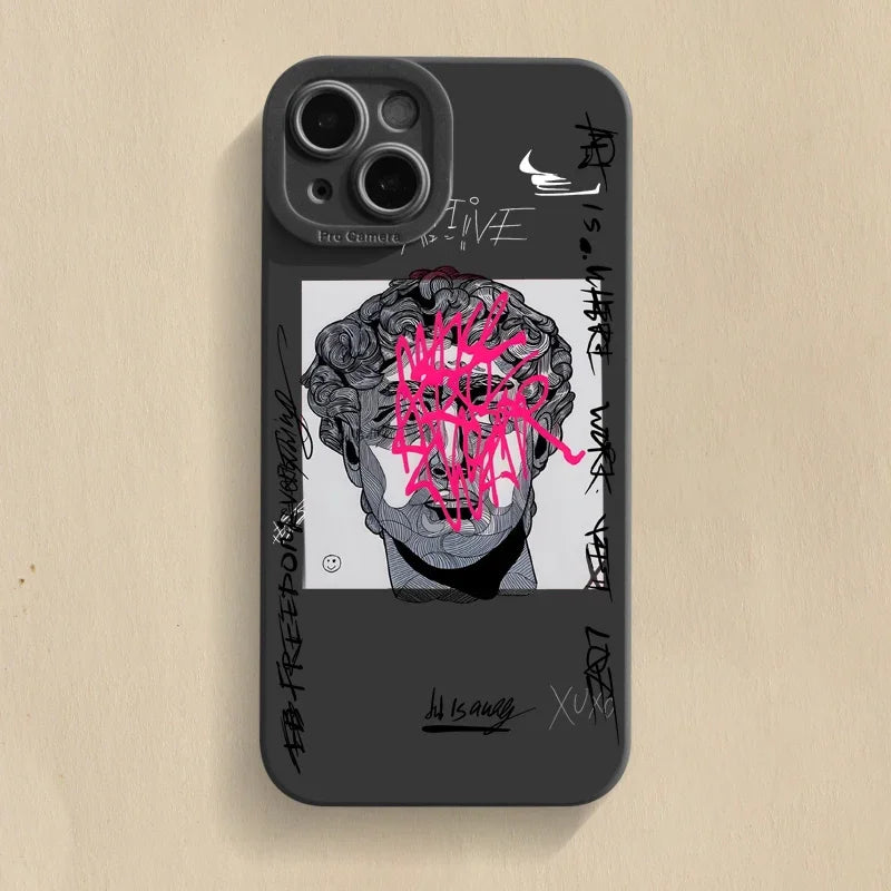 Graffiti Great Art Aesthetic David Mona Lisa Soft - Phone Case For Apple iPhone (12-14)