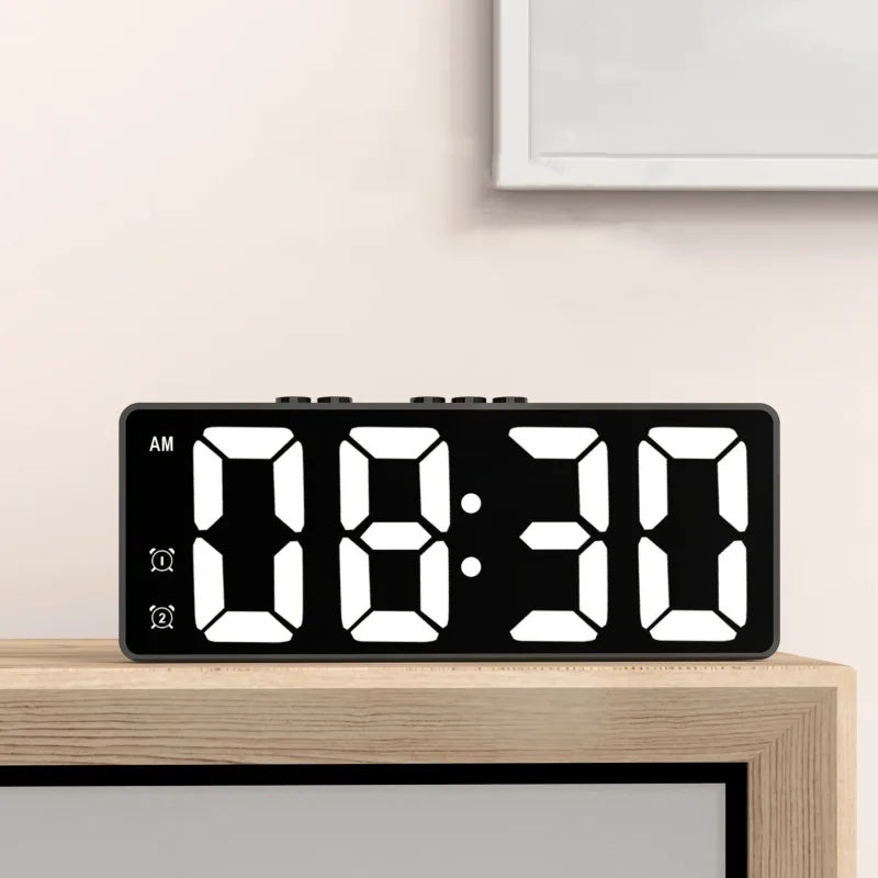 LED Alarm Clock - Electronic Student Digital Clock Voice Control Dual Snooze