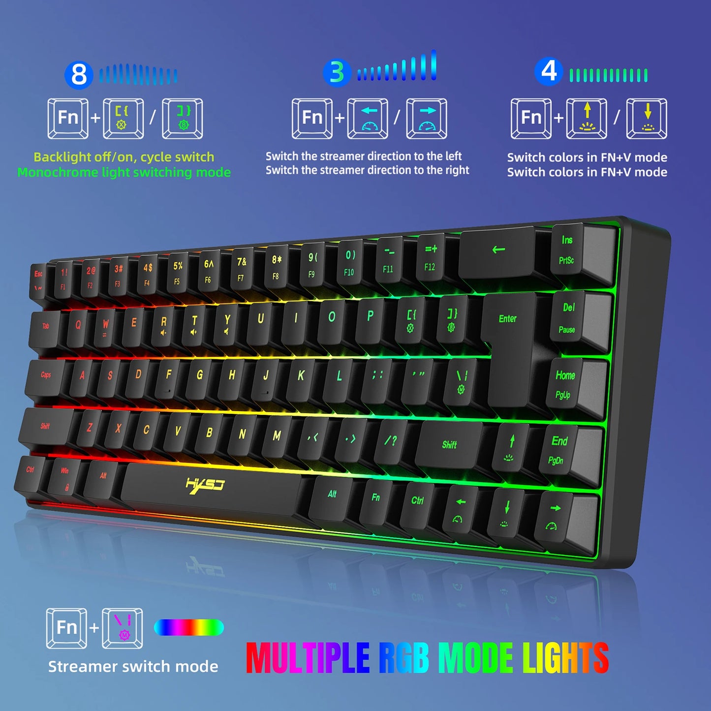 HXSJ V200 Wired K68 RGB Streamer - Gaming Keyboard