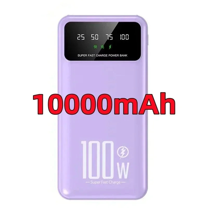 50000mAh Portable High Capacity 100W Quick Charging Power Bank External Battery Pack Mobile Power For iPhone Huawei Samsung