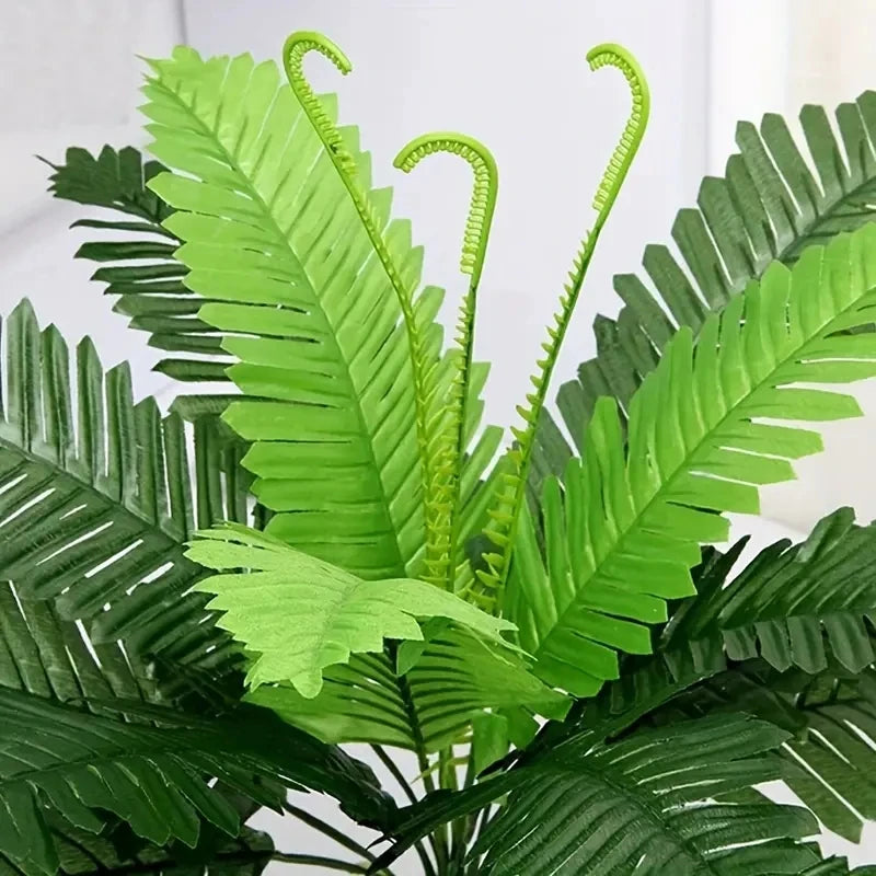 1Pc Artificial Plant - 18 Head Of Lron Leaves, Simulated Silk Cloth GreenPlanting