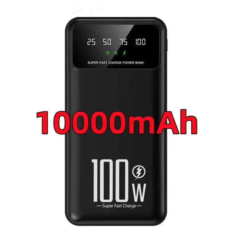 50000mAh Portable High Capacity 100W Quick Charging Power Bank External Battery Pack Mobile Power For iPhone Huawei Samsung