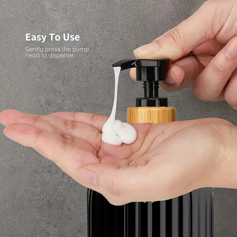 1/2 PCS 500ml Soap Dispenser with Bamboo Pump Refillable Shampoo Empty Bottle Kitchen Bathroom Hands Body Wash Lotion Container