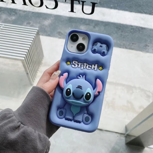 Cute Stitch Head Grip Tok Holder Silicon Soft - Phone Case For Apple iPhone (7-15)