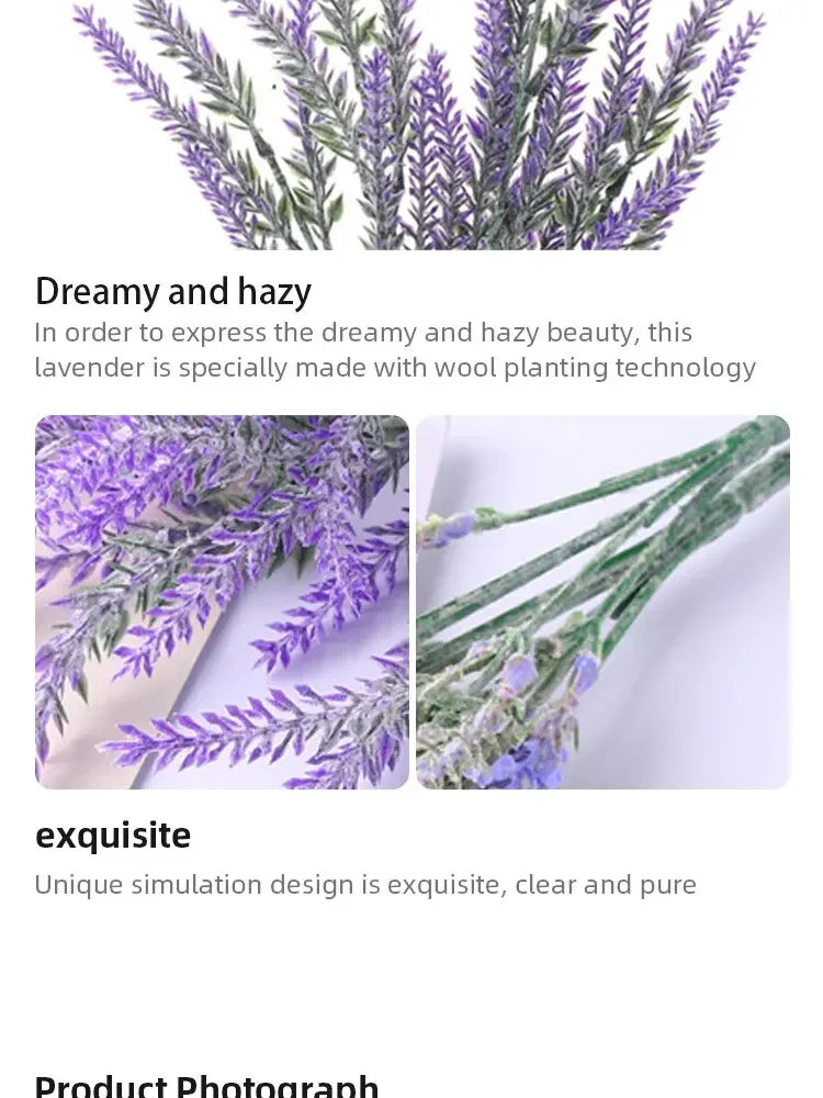 5Pcs Artificial Lavender. Fake Flower Wedding Romantic Provence Decor Nordic Style Vase Storage Home Decor Bouquetl