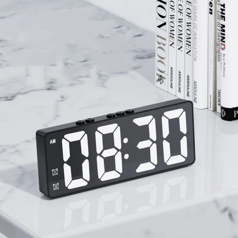 LED Alarm Clock - Electronic Student Digital Clock Voice Control Dual Snooze