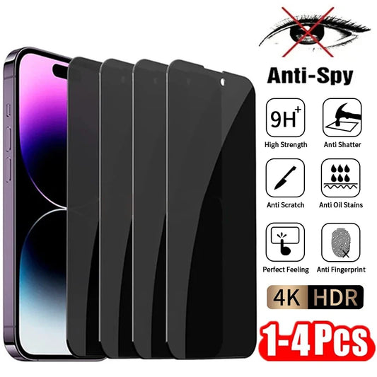 1-4 Pcs Anti Spy Tempered Glass For Apple iPhone (11-16)