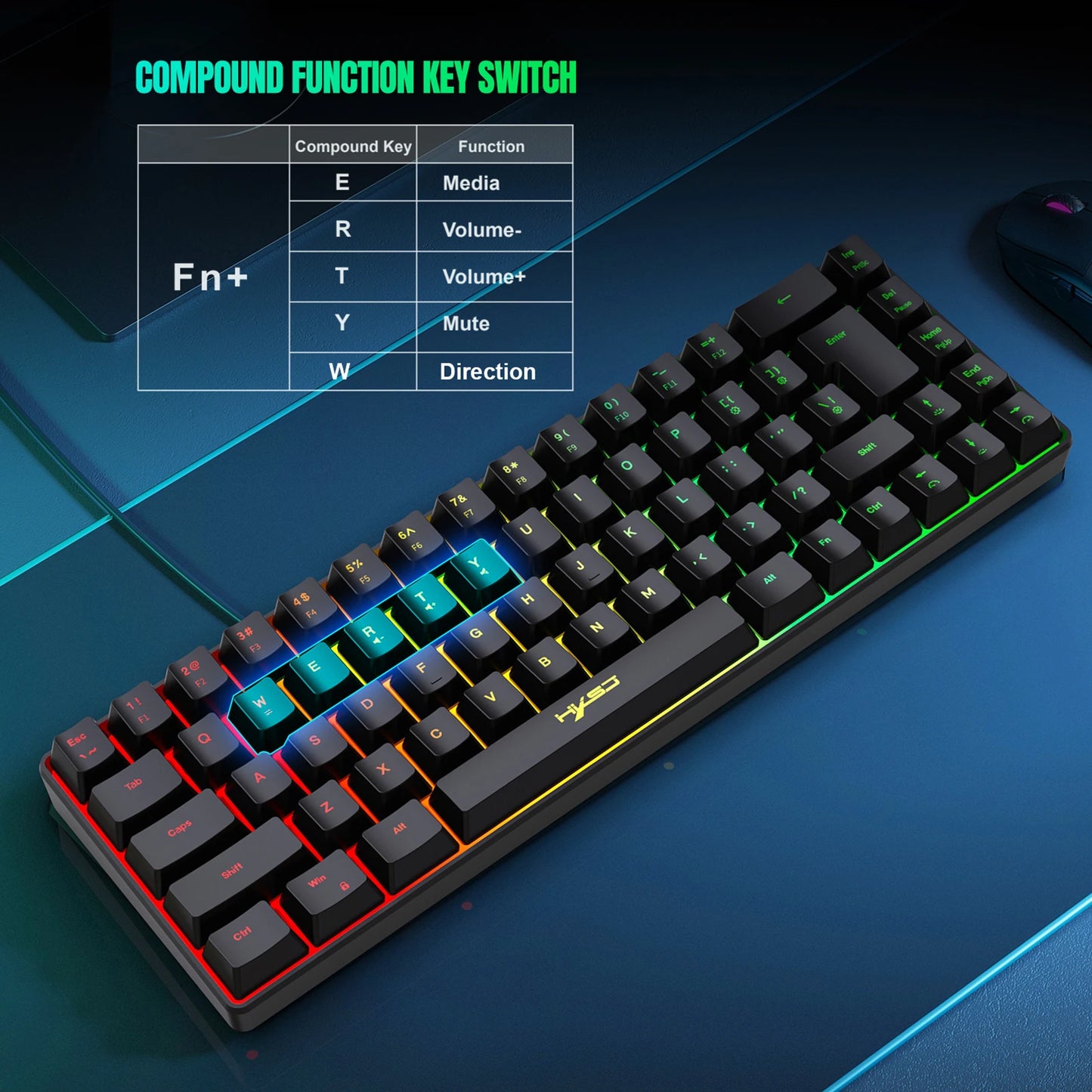 HXSJ V200 Wired K68 RGB Streamer - Gaming Keyboard