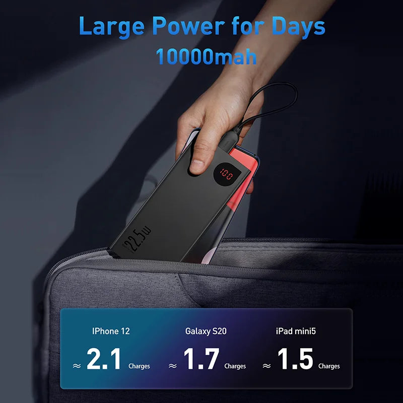 Baseus Power Bank 10000mAh with 22.5W PD Fast Charging Powerbank Portable Battery