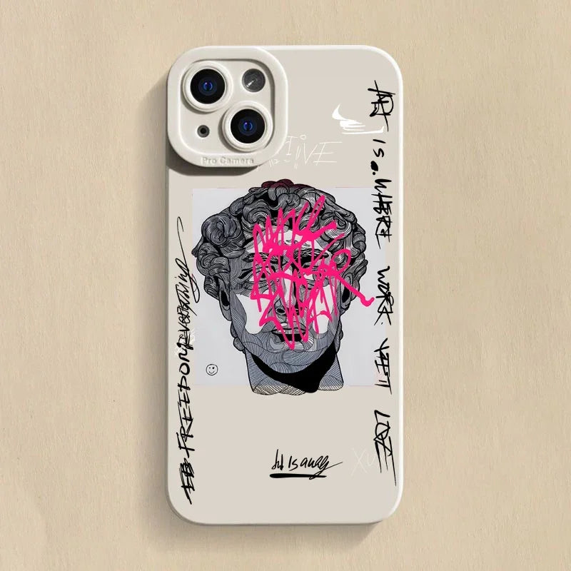 Graffiti Great Art Aesthetic David Mona Lisa Soft - Phone Case For Apple iPhone (12-14)