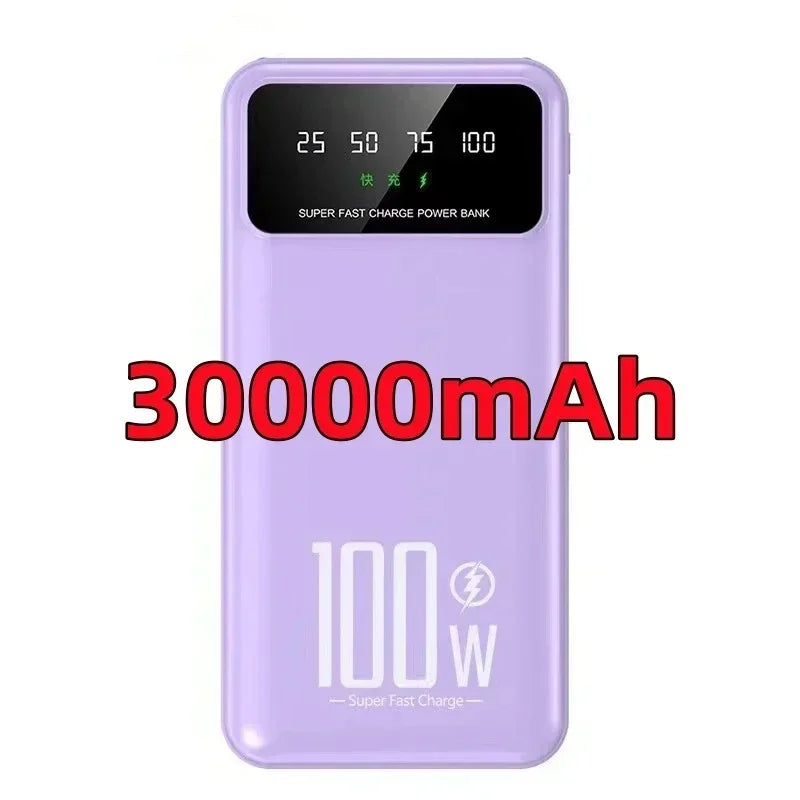 50000mAh Portable High Capacity 100W Quick Charging Power Bank External Battery Pack Mobile Power For iPhone Huawei Samsung